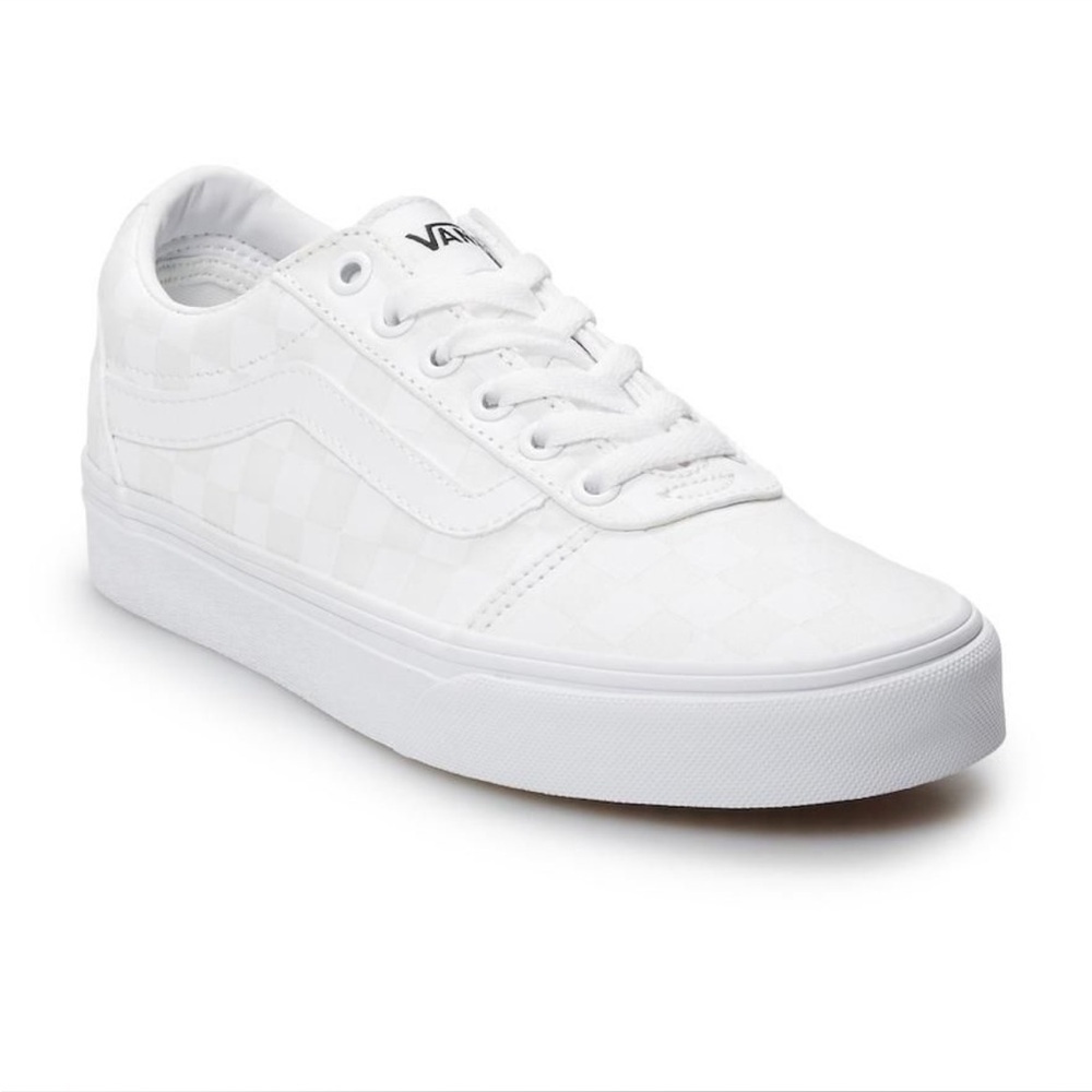 VANS NEW Ward Checkerboard White Skate Shoes Women’s Sz 5